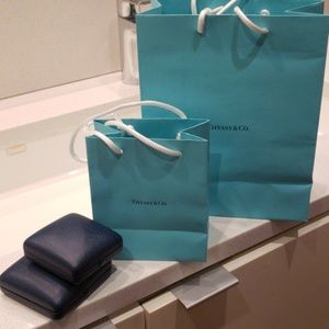 Mikimoto earnings box and tiffany bags